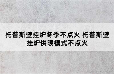 托普斯壁挂炉冬季不点火 托普斯壁挂炉供暖模式不点火